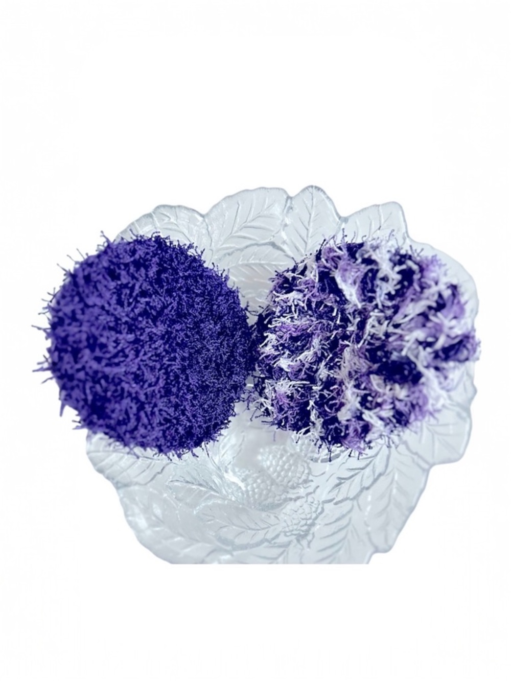 HAND CRAFTED Purple Crochet Polyester Reusable Kitchen Or Bath Scrubbing Pads - Picture 3 of 10